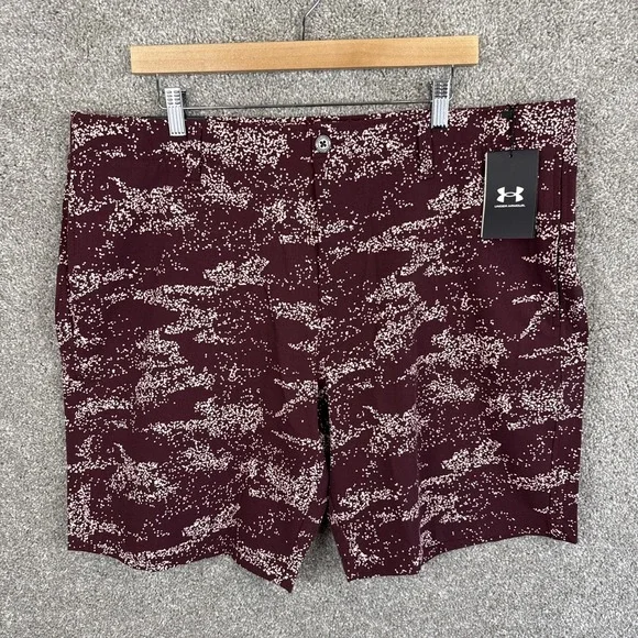 Under Armour AOP Printed Golf Shorts Men's Size 40 Maroon Pink NEW - Picture 2 of 6